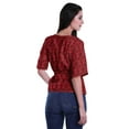 thumbnail image 4 of Moomaya Printed Wrap Over with Belt Style Top For Women Printed V-Neck Casual/Formal Top, 4 of 6