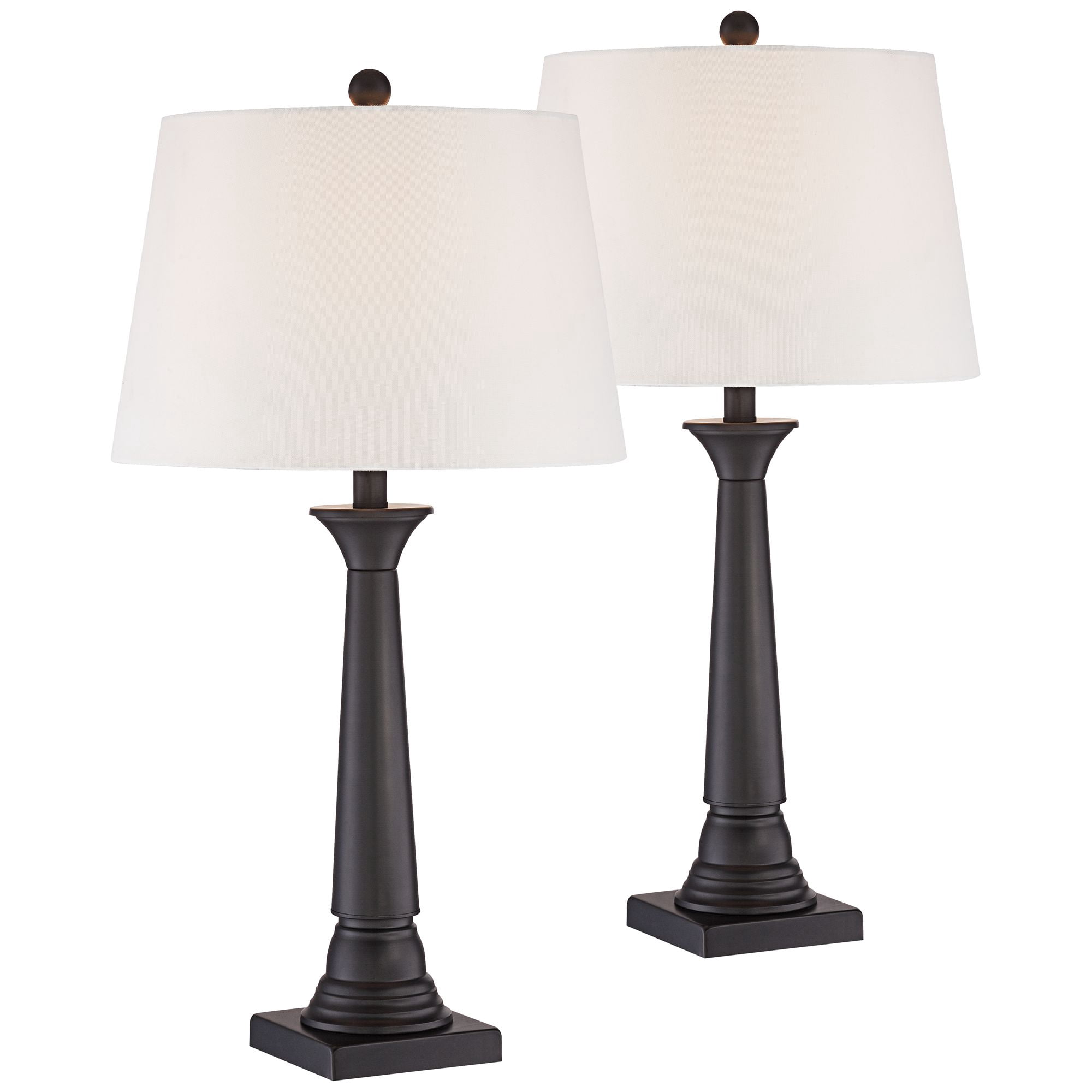 360 Lighting Dolbey Rustic Farmhouse Table Lamps 28" Tall Set of 2 Bronze Off White Drum Shade for Bedroom Living Room Bedside Nightstand Office House