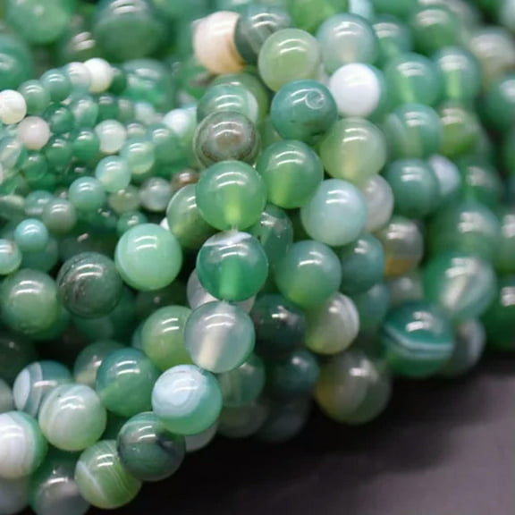 K-KED High Quality Grade A Green Banded Agate Gemstone Round Beads 4mm 6mm 8mm 10mm-10 mm
