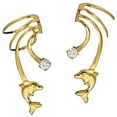 thumbnail image 1 of Gold Vermeil Left And Right Small Dolphin With Cubic Zirconia Ear Cuff Wrap, 1 of 1