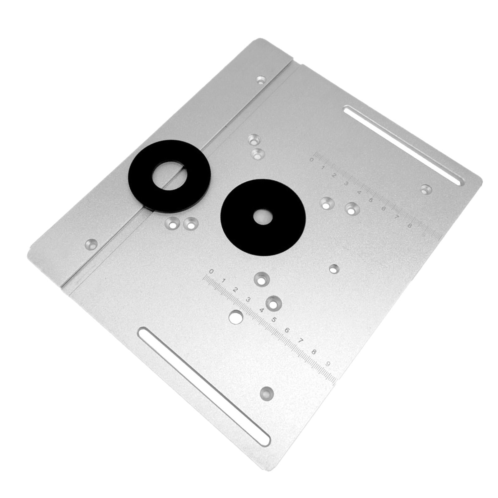 LAZIOEGR 2‑in‑1 Aluminum Router & Trimming Table Insert Plate – Dual‑Spacing, 85×85 mm & 70×60 mm, High‑Hardness, Rust‑Resistant, Precision‑Aligned for Woodworking Bench & Milling Machines