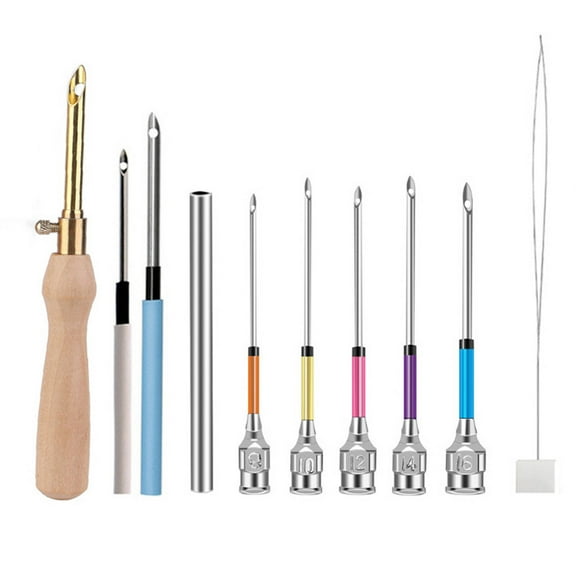 AUQ 11 Pcs Punch Needle Kit,Professional Use Punch Needle Kits Adults Beginner,Easy to Clean & Maintain Embroidery Kit