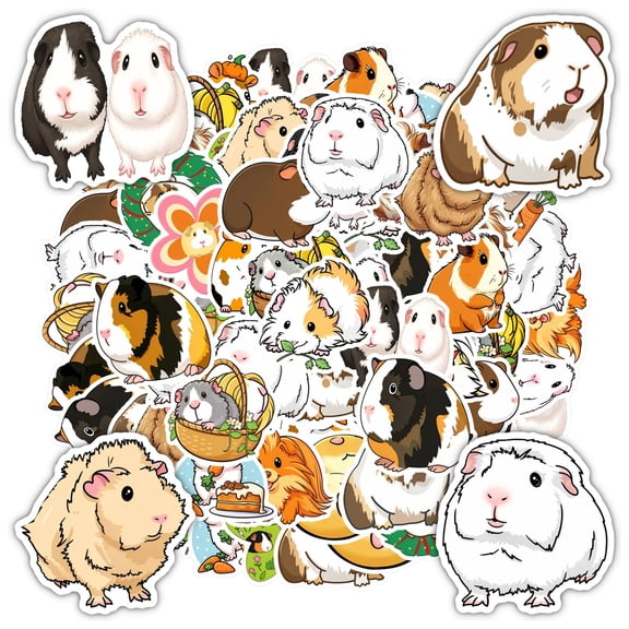 35pcs-50pcs Funny Animal Stickers Cartoon Guinea Pig Stickers Cute Hamster Stickers for Luggage Laptop Guitar