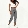 thumbnail image 6 of ZHYou No Boundarie Womens Capri Pants Slim Fit Cuffed Leg Corduroy Elastic Waist Cropped Tapered Joggers with Pockets,Gray,Size XL, 6 of 9