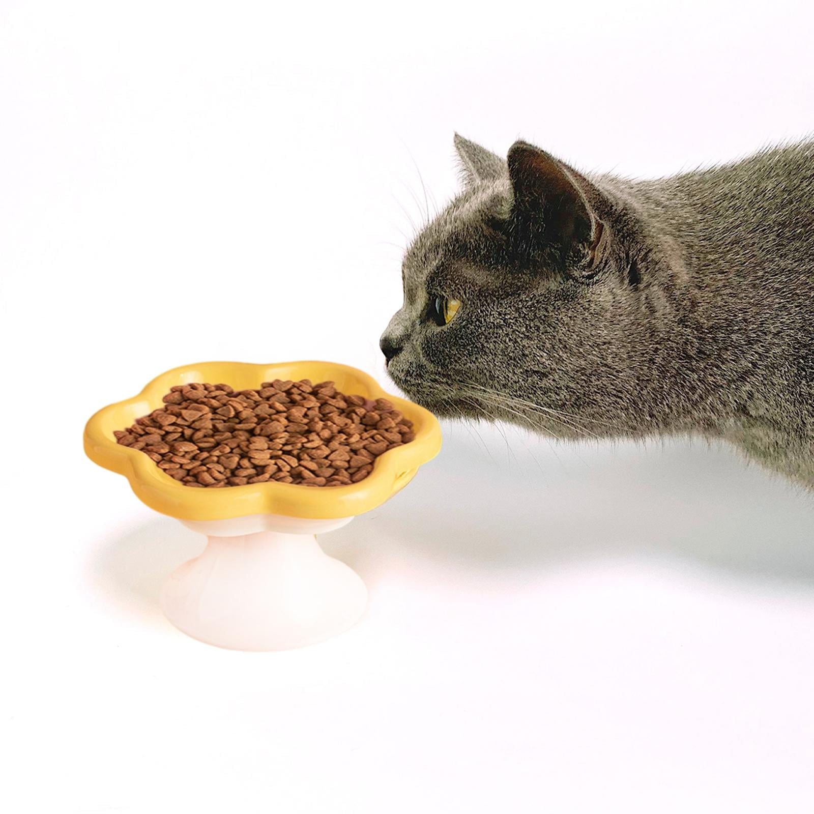 Bvdfgk Ceramic Raised Cat Bowls Food Feeding AntiSlip Water Bowl Puppy Bowls Cat Feeder Yellow