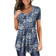 thumbnail image 2 of Pompotops Haut/chemise d'Été pour Femmes Grande Taille Mode Imprimé Boutonné Manches Courtes Col en V Liquidation, 2 of 5