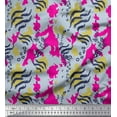 thumbnail image 1 of Soimoi Pink polyester Crepe Fabric Leopard & Wild Animal Skin Print Sewing Fabric BTY 42 Inch Wide, 1 of 3