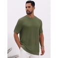 thumbnail image 4 of DARING DIVA Men's Waffle Short Sleeve Crew Neck Solid Knitted T-Shirt S Olive Green, 4 of 7