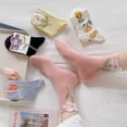 thumbnail image 5 of Byfri 5 Pairs Cartoon Floral Short Socks Polyester Breathable Casual Socks for Women Spring Autumn Style1, 5 of 7