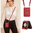 thumbnail image 4 of Phone Case for Samsung Galaxy Z Flip 5 5G 2023 Wallet Cell Cover with Crossbody Strap Ring Stand RFID Credit Card Holder Leather Accessories ZFlip5 Z5 G Flip5 5Z Women Men Girls Red, 4 of 14