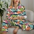 thumbnail image 6 of Fotbe Lantern Koi Fish Pattern Long Sleeve Pajama Set for Women,Sleepwear Set,2-piece Loungewear Set,Soft PJs Comfy Nightwear with Pockets -Large, 6 of 7