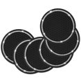 thumbnail image 1 of Posavasos ostentosos para coche, posavasos con diamantes de imitación, duraderos, antisilicona, universal, color negro, 6 uds., 1 of 5