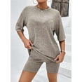 thumbnail image 5 of Ekouaer Pajamas Set 2 Piece Lounge Sets Ribbed Knit Matching Outfits T-shirt Biker Shorts Sleepwear Loungewear Sweatsuits, 5 of 6