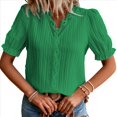 thumbnail image 1 of Blusa Elegante de Encaje con Cuello en V y Corta para Mujer Verde XL, 1 of 8