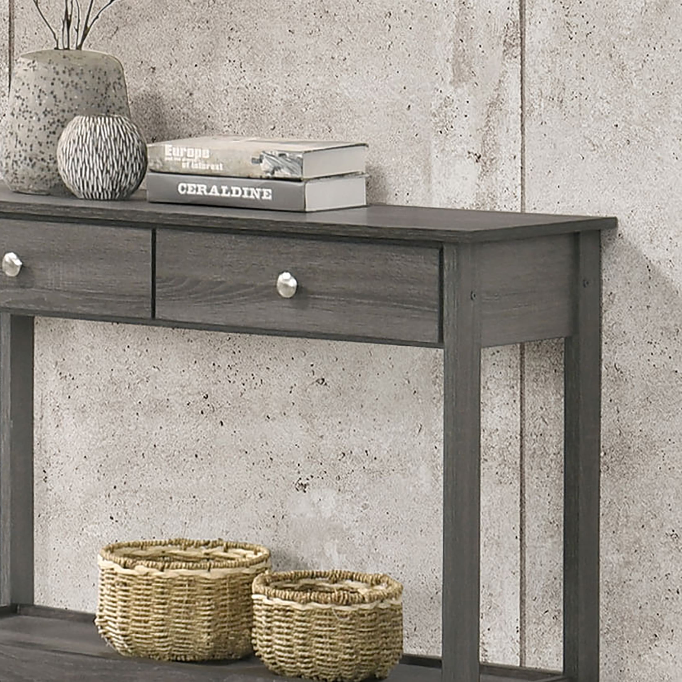 Furniture of America Manac 2-Drawer Console Table, Gray