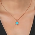 thumbnail image 3 of Gem Stone King 18K Rose Gold Plated Silver Green Turquoise and White Diamond Pendant Necklace for Women (2.01 Cttw, Gemstone Birthstone, Cushion 8MM, with 18 inch Chain), 3 of 3