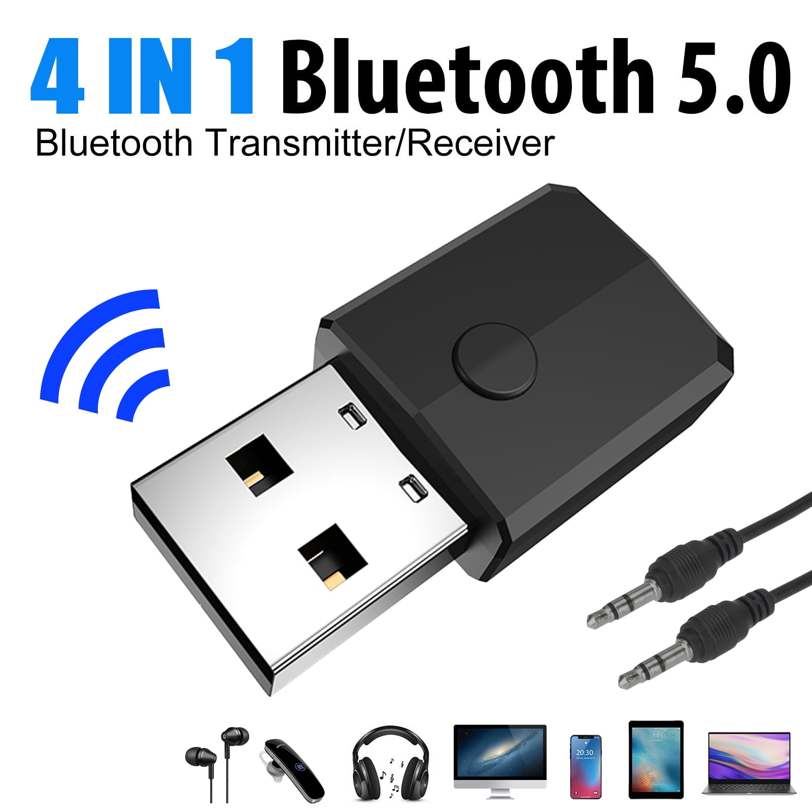 USB Bluetooth 5.0 Transmitter & Receiver Wireless Audio Music Stereo Adapter New 
