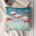 thumbnail image 3 of SHANXI Throw Pillow Covers Decorative Pink Bird Pillowcases Tropical Bird Cushion Cover Wildlife Animal s With Green Ripple Throw Pillows For Home Sofa Couch Summer Holiday Decor 20x20in, 3 of 5