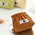 thumbnail image 6 of JeashCHAT Corduroy Little Bag Pocket, Portable No Zipper Self-closing Small Makeup Pouch Cosmetic Bag for Women, Mini Travel Storage Bag for Credit Cards Charging Cords Headphones Jewelry, Coffee, 6 of 7