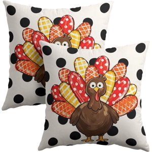 Thanksgiving Turkey Pillow Covers 20x20 Set of 2 Decorations