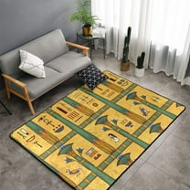 TEQUAN Area Rugs for Living Room Bedroom, Cartoon Ancient Egyptian Symbols Printed Carpet Non-Slip Door Mat Polyester Floor Mats, 60" x 39"
