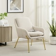 thumbnail image 3 of Miekor Furniture Contemporary Upholstered Boucle Minimalist Accent Chair – Cream / Gold BS7675, 3 of 6