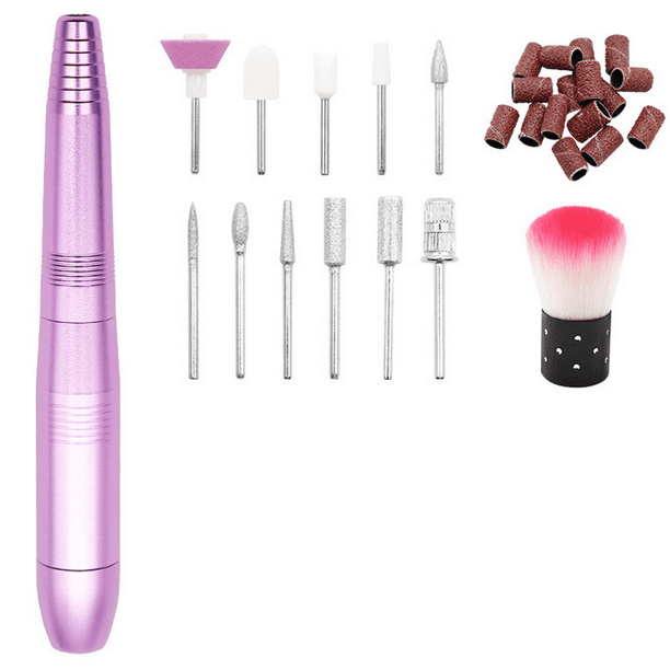 Bienvenido Kit de máquina de taladro de uñas eléctrico, juego de lima de uñas eléctrica portátil para uñas de gel acrílico, herramienta de manicura pedicura con brocas de uñas, bandas de lijado,