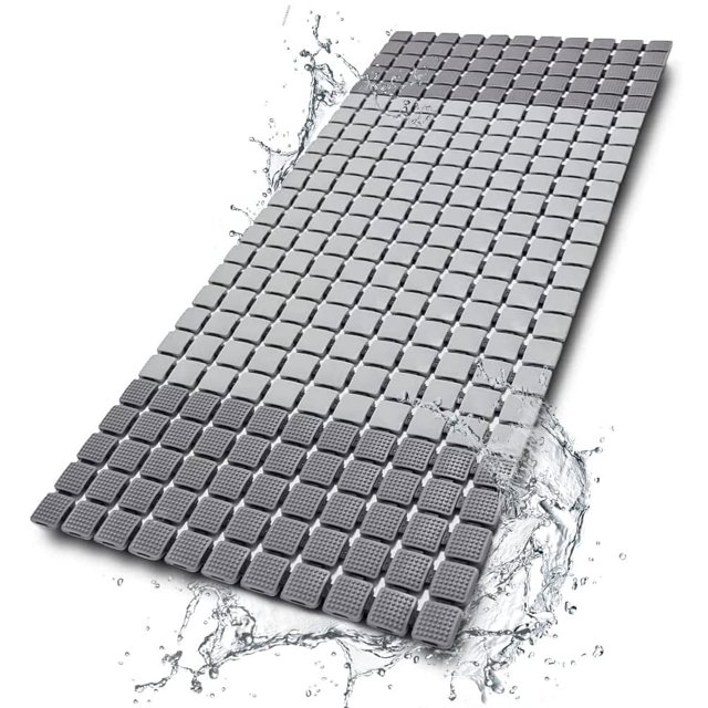 Alfombrilla antideslizante para bañera de masaje, alfombrilla de ducha antideslizante de gran tamaño de 15,3x26,7 pulgadas con ventosas y orificios de drenaje, alfombrilla de baño para bañera