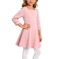 thumbnail image 6 of Wilark Toddler Girls Dress Knitting Cotton Casual Square Neck Long Sleeve Fall A Line Dress Pink 5, 6 of 7