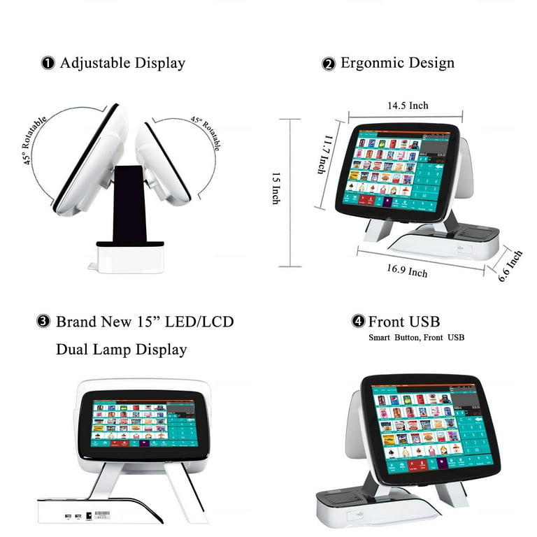 ZHONGJI 15'' Touch Screen POS System with Thermal Receipt Printer