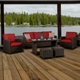 thumbnail image 3 of Beaumont 6PC jeu de conversation en table haute avec de coussin rouge, 3 of 3