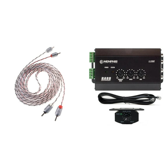 Memphis Audio LL2BE 2-Channel Line Output Converter with Digital Bass Restoration with ETP-12 12-Foot 2 -Channel Audio Interconnect Cables