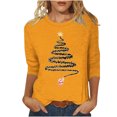 thumbnail image 2 of Meichang Hauts à Manches 3/4 pour Femmes, Col Rond, Imprimé Joyeux Noël, T-Shirts Amples, Pull de Noël, 2 of 4