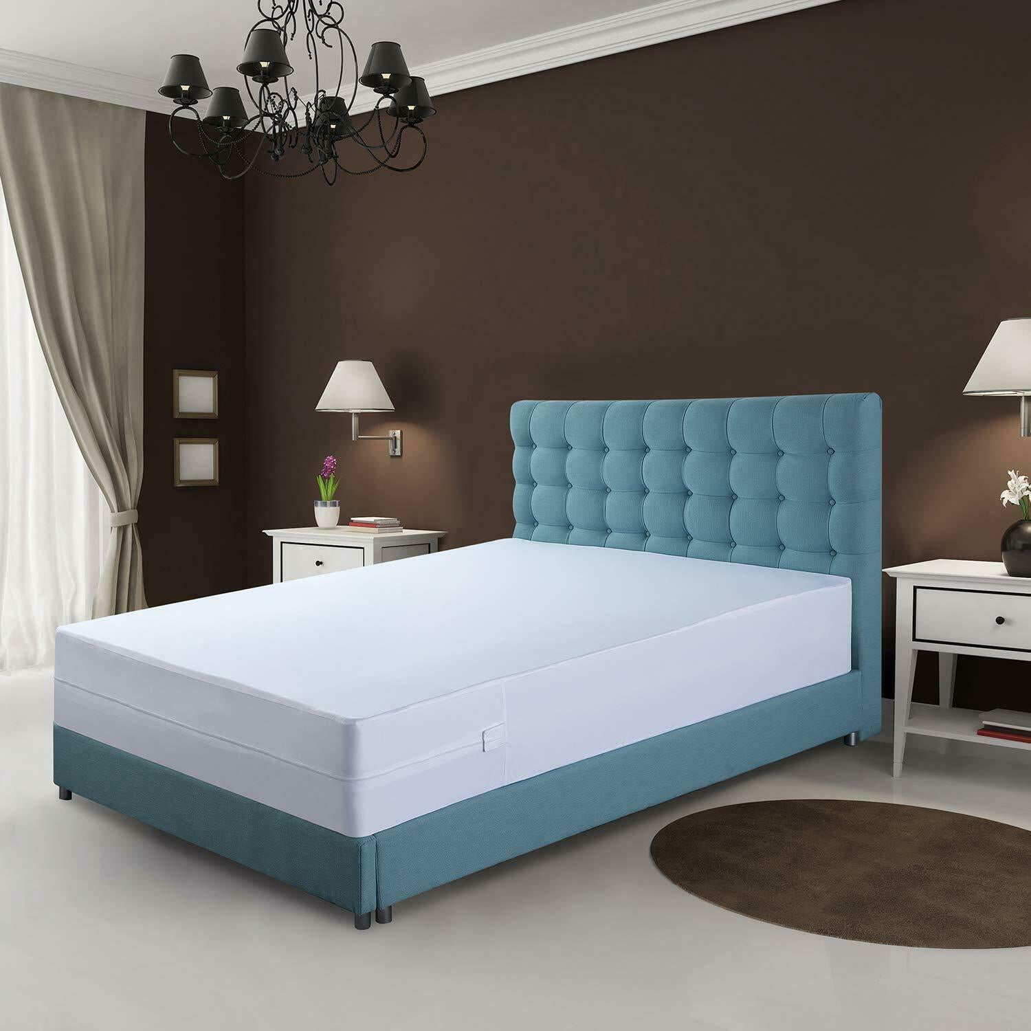 Zippered Box Spring Encasement Bed Bug Proof Waterproof Cover, Queen