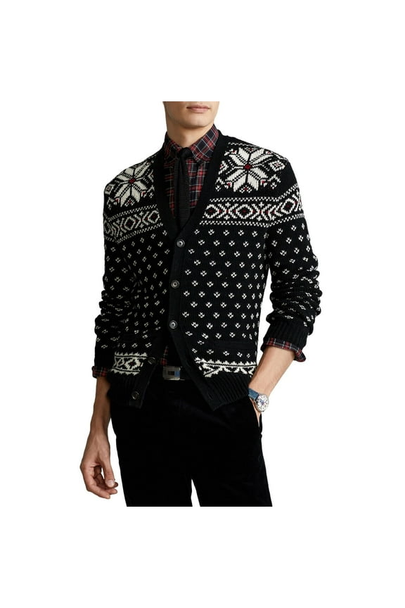 298$ Ralph Lauren Men's,Fair Isle Button up Long Sleeved Cardigan HHB, XXL
