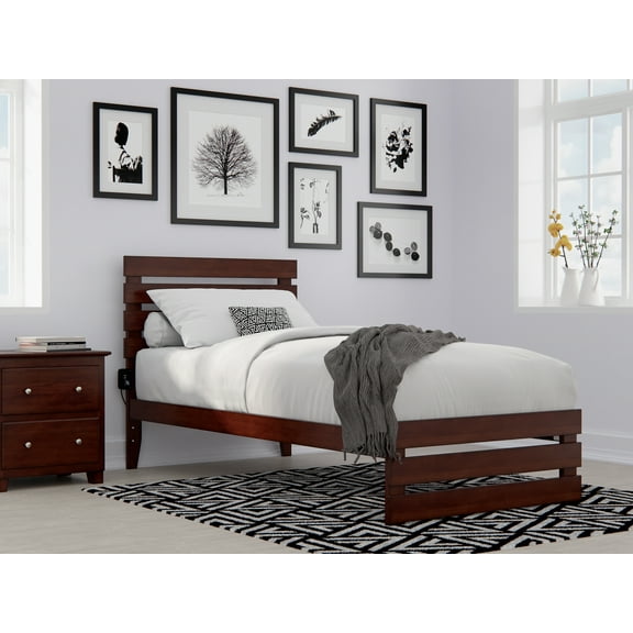 AFI Oxford 14" Twin-XL Wood Platform Bed Frame with Headboard and Footboard, Walnut