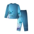 thumbnail image 2 of Kll Butterflies And Waterlily In Water Print Women'S Long Sleeve Pajamas With Pants Sleepwear Loungewear 2 Set-Small, 2 of 9