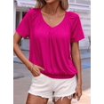thumbnail image 4 of Camisetas Casuales de Verano para Mujer, Camisetas de Corta con Cuello en V, Camisetas Rosa Rojo M, 4 of 7