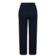 thumbnail image 6 of Women's High Waisted Dress Pants Stretch Wide Leg Sweatpants for Casual, Work, Streetwear Elastic Waist Straight Trousers with Pockets Navy XXL, 6 of 6