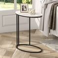 thumbnail image 2 of Evelyn&Zoe Enzo 20" Wide Oval Side Table with Faux Marble Top, Blackened Bronze, 2 of 8