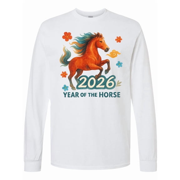 Inktastic 2026 Year of the Horse Chinese Zodiac Celebration Long Sleeve T-Shirt