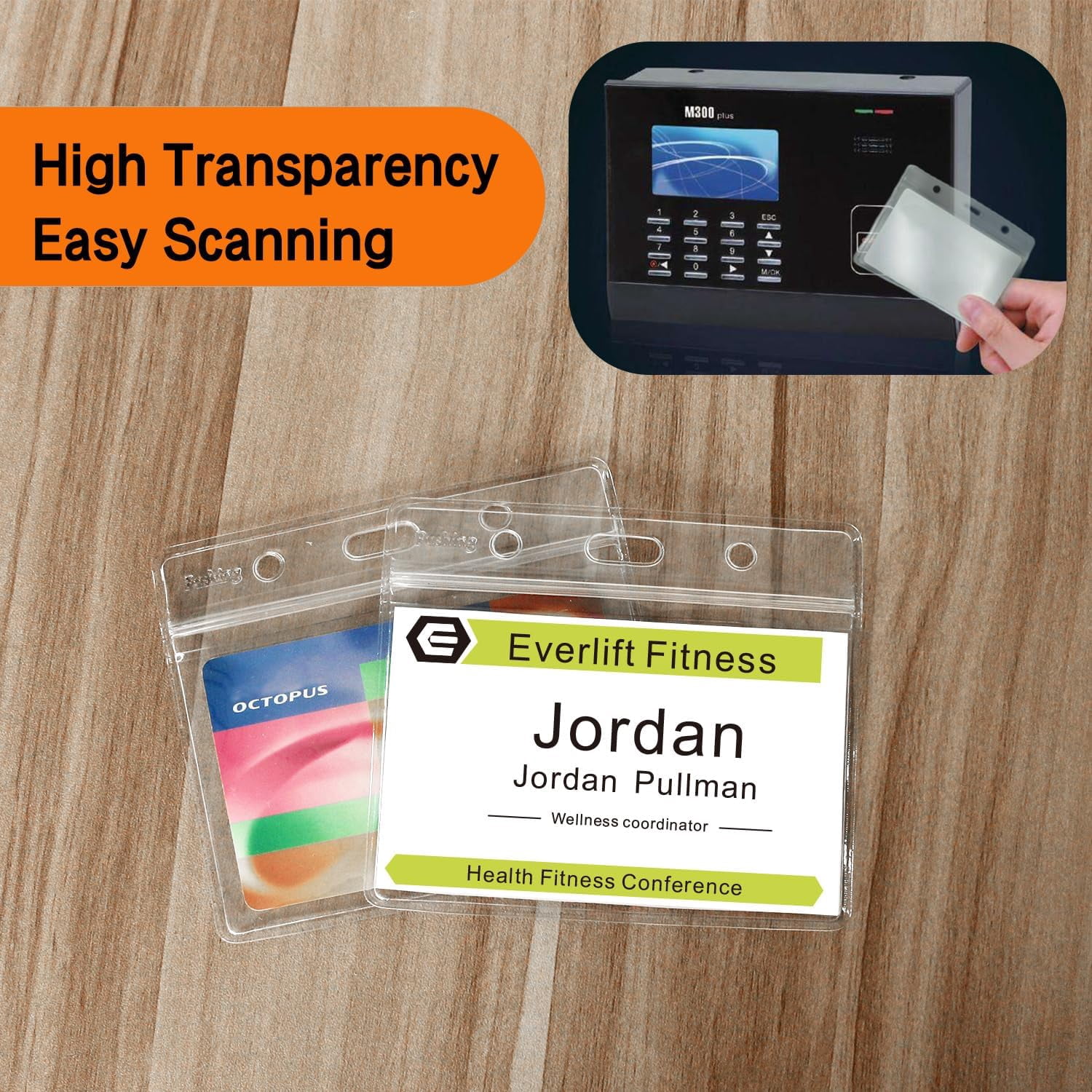 500 Pcs Clear Plastic Horizontal Name Tag Badge ID Card Holders