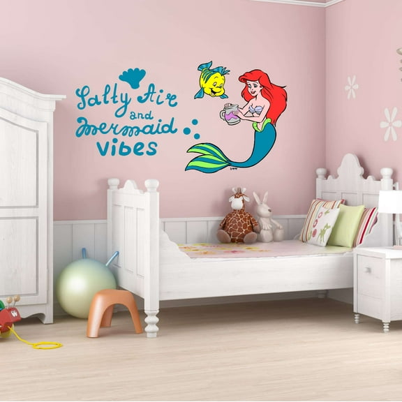 Feeding Fish Salty Air Mermaid Vibes Seahorse Statfish Urchin Shell Princess Starfish Creatures Queen Sweet Dreams Bedtime Unicorn Lovely Dream Wall Decal Sticker - Size: 40 In X 20 In