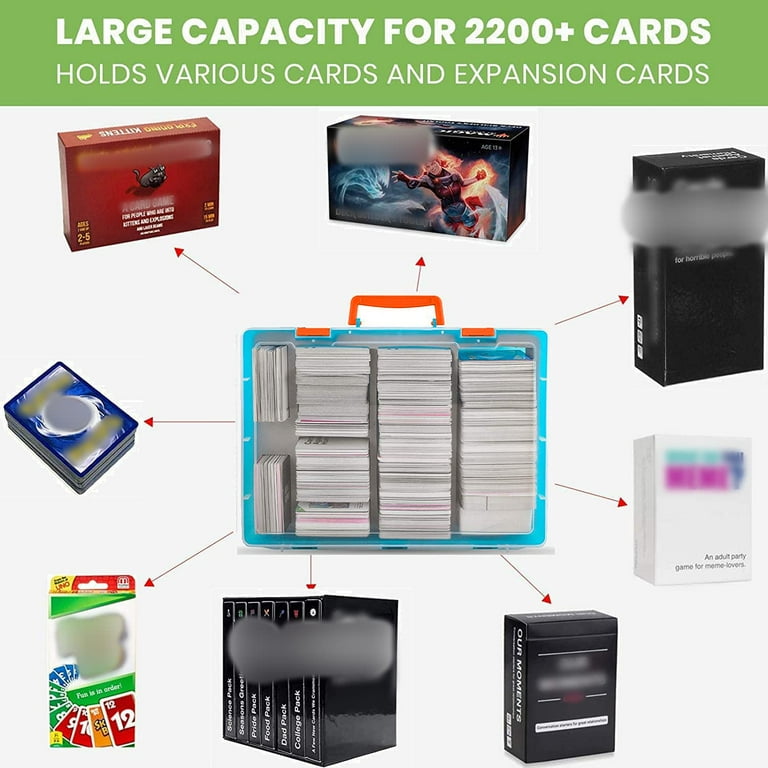 1600+ Large Card Game Case, Trading Card Storage Holder Box Compatible with Football Cards for Card Against Humanity for Magic The Gathering for