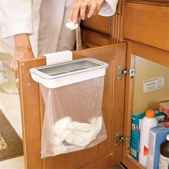 Ctnporpo Bag Hanger Kitchen Trash Stand Storage Garbage Bag Holder Hanging Trash Bags Rack Adhesive Hooks