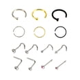 thumbnail image 1 of Visland 42 Pcs/Set Mix Shape Rhinestone Unisex Nose Stud Stainless Steel Piercing Jewelry, 1 of 6