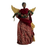 Christmas Angel Tree Topper African American Unlit 16 Inch Black Angel Figurine Tree or Table Top Christmas Decoration Centerpiece