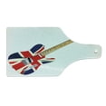thumbnail image 2 of Union Jack Cutting Board, Classical Electric Guitar UK Flag Britain Music Instrument, Decorative Tempered Glass Cutting and Serving Board, Wine Bottle Shape, Pale Brown Grey Black, by Ambesonne, 2 of 5