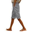 thumbnail image 3 of Cotton Linen Pants for Women Summer Casual High Waisted Drawstring Beach Bermuda Shorts by Yigetop Grey 2XL, 3 of 7