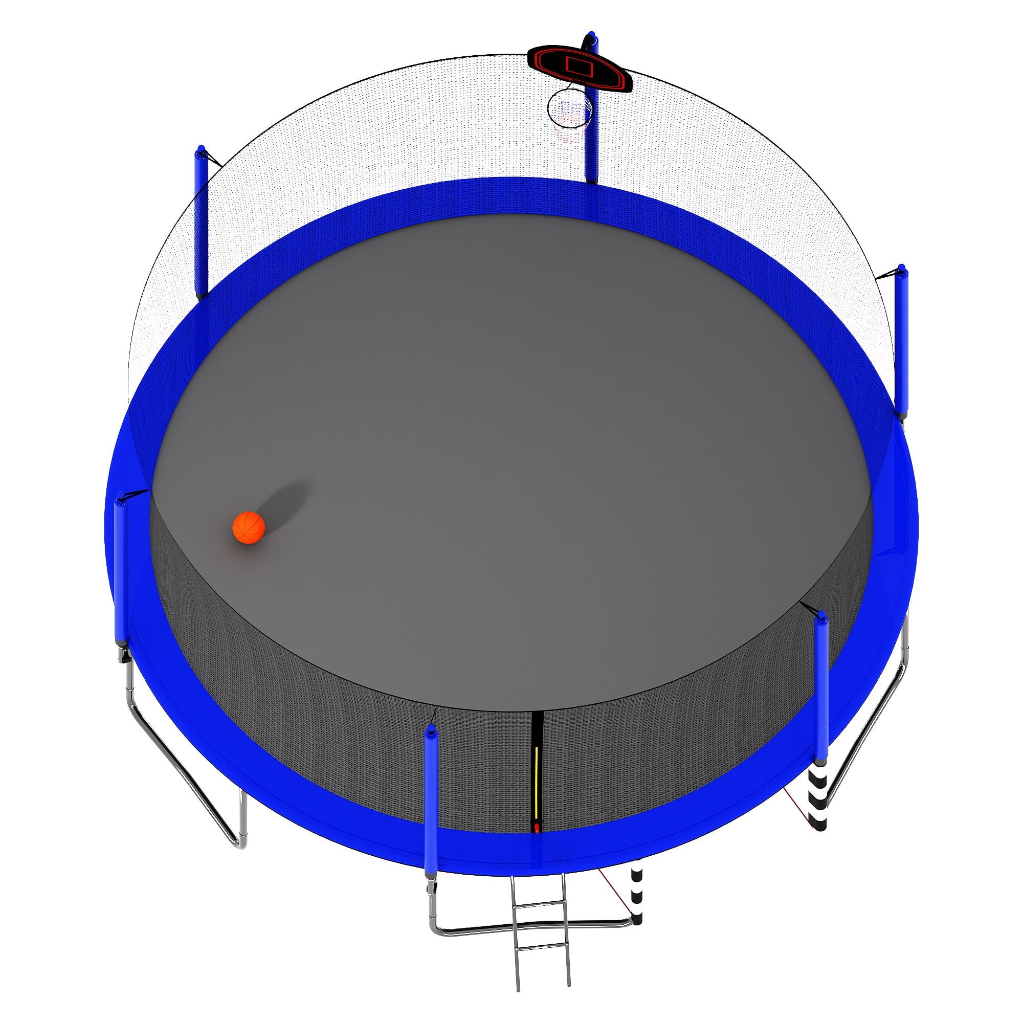 Witaxima 16FT Trampoline with Basketball Hoop, Soccer Goal, Pump & Ladder, Inner Safety Enclosure, Blue - 96 Springs, UV-Resistant, W-Shape Legs
